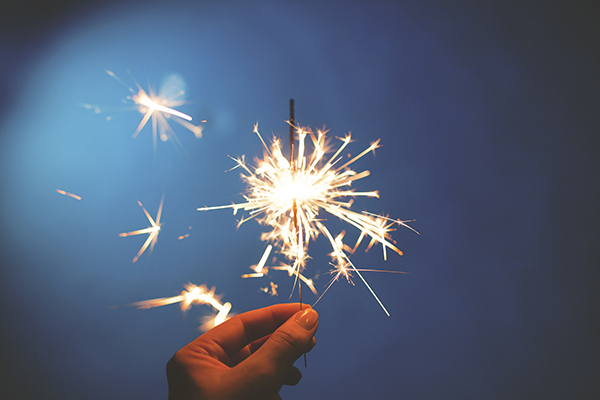 Sparkler at night