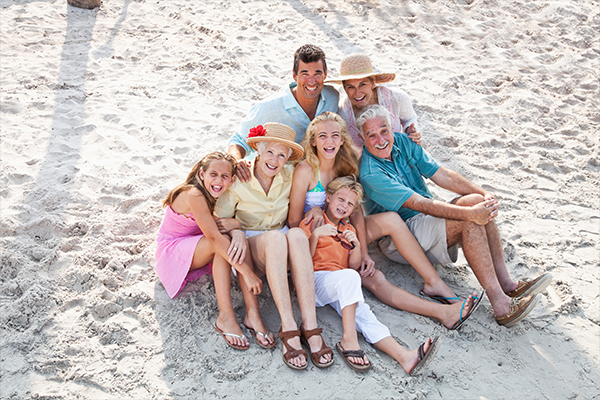 family at beach