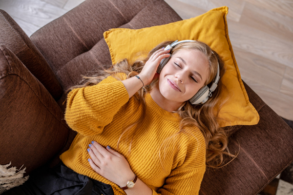 Woman listening to music